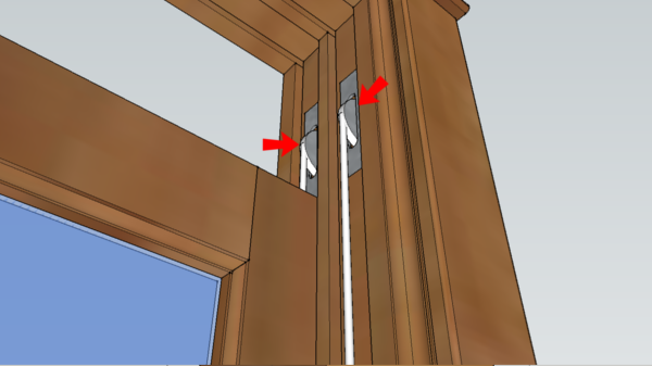 diagram of a window highlighting the pulley